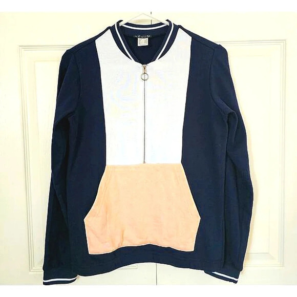 Venus Colorblock 3/4 Zip Sweatshirt, XS Blue White‎ Pink - Picture 1 of 6